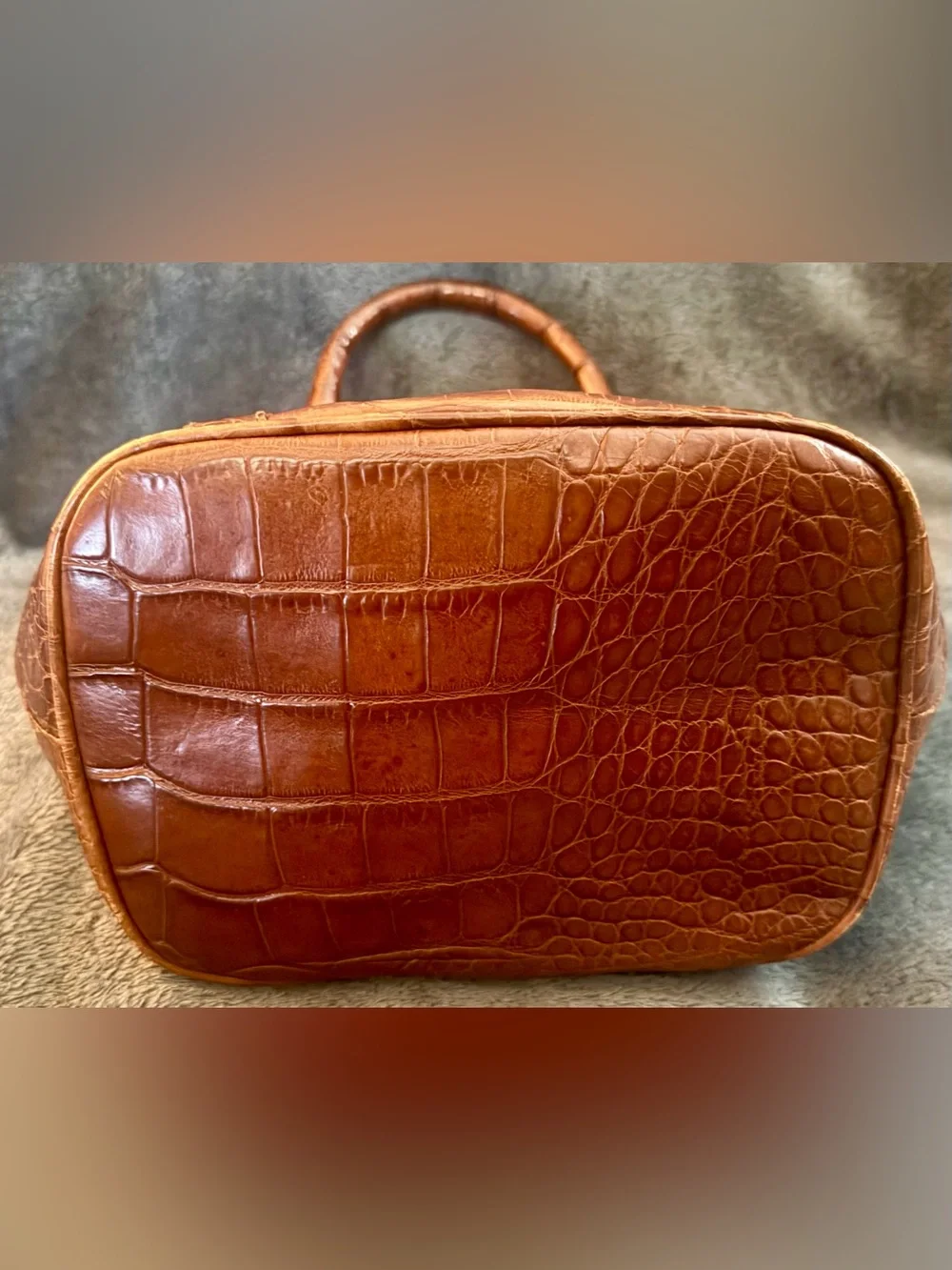 Furla Chestnut Croc-Embossed Dome Satchel